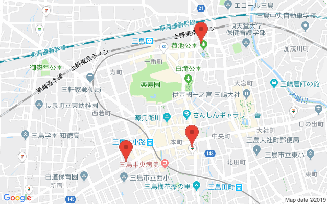 三島の保険相談窓口のマップ
